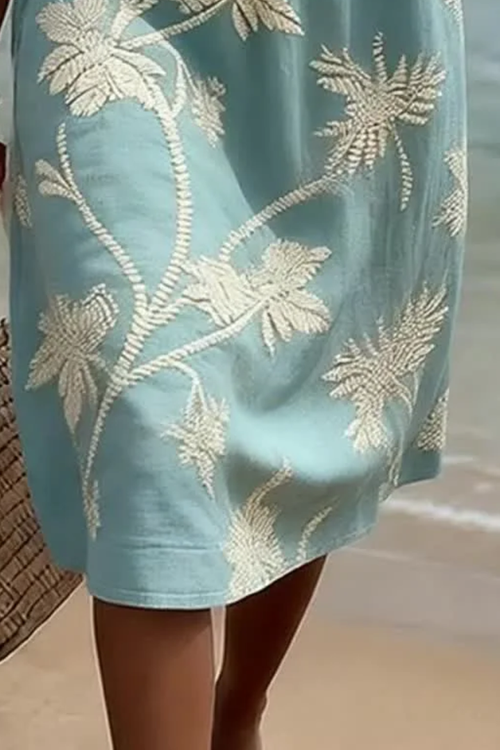 Harriet – Embroidered Botanical Midi Dress