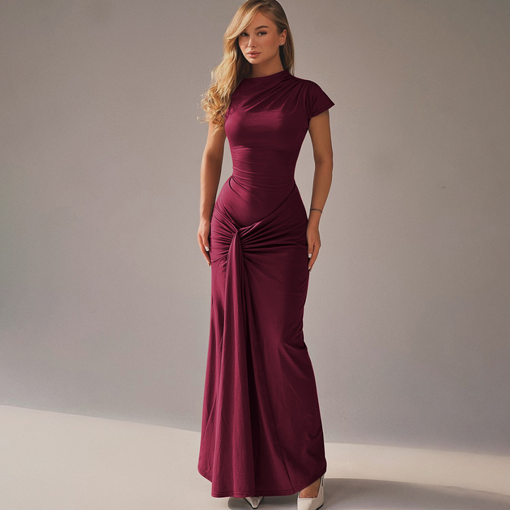 Miriam – Elegant Wrap Ruched Bodycon Formal Dress