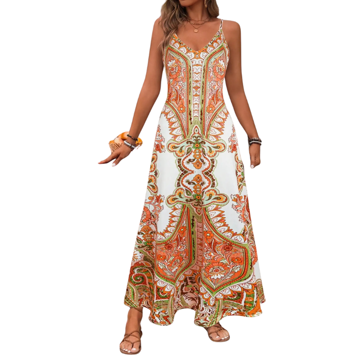 Lysa – Boho Printed Tiered Bow Dress