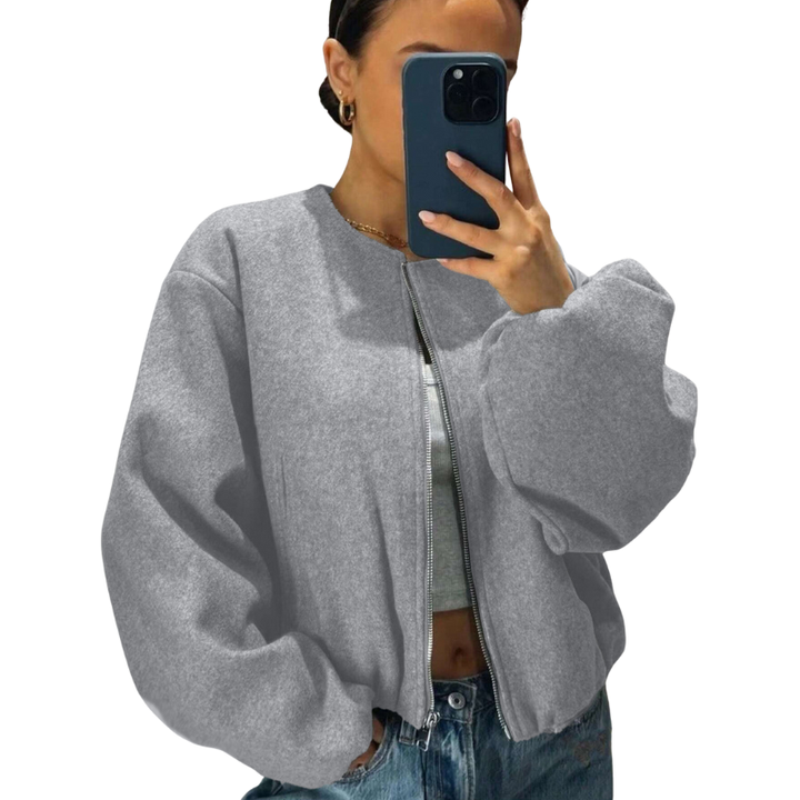 Victoria – Trendy Oversized Collar Detail Cropped Winter Jacket