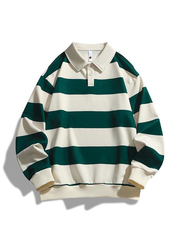 Zoe – Classic Striped Collar Long Sleeve Sweatshirt