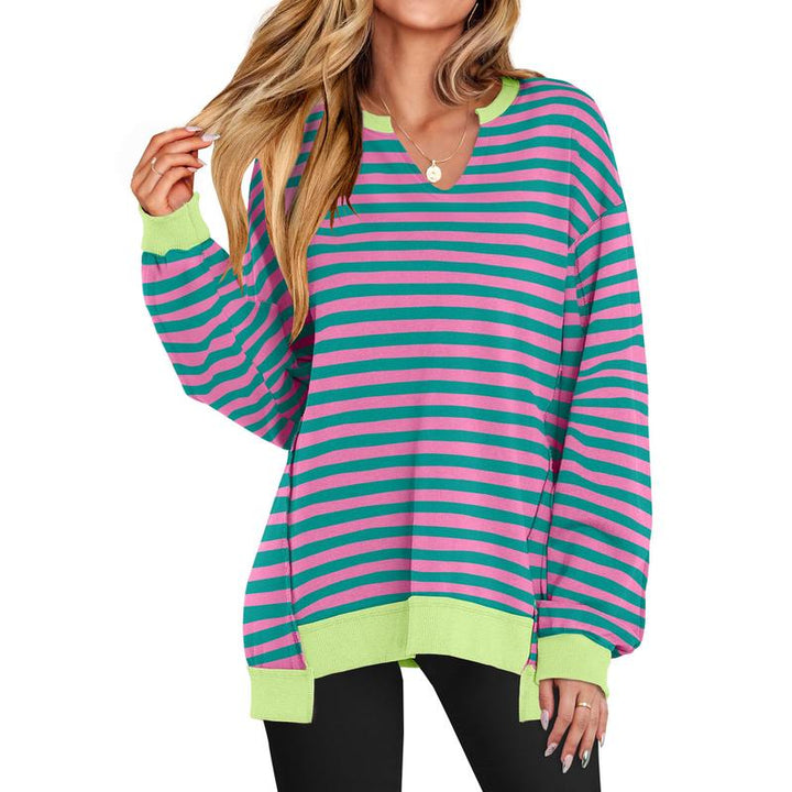 Geneva – Casual V-Neck Oversized Lightweight Long Sleeve Sweatshirt