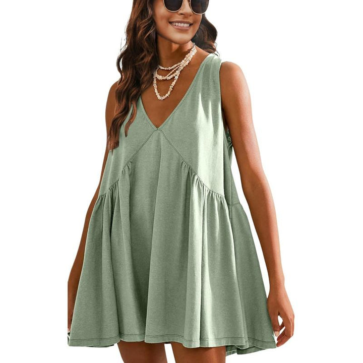 Danna – Casual V-Neck Flared A-Line Tank Dress