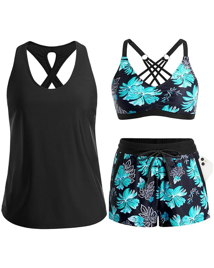 Carol – Three-Piece Tankini and Shorts Set