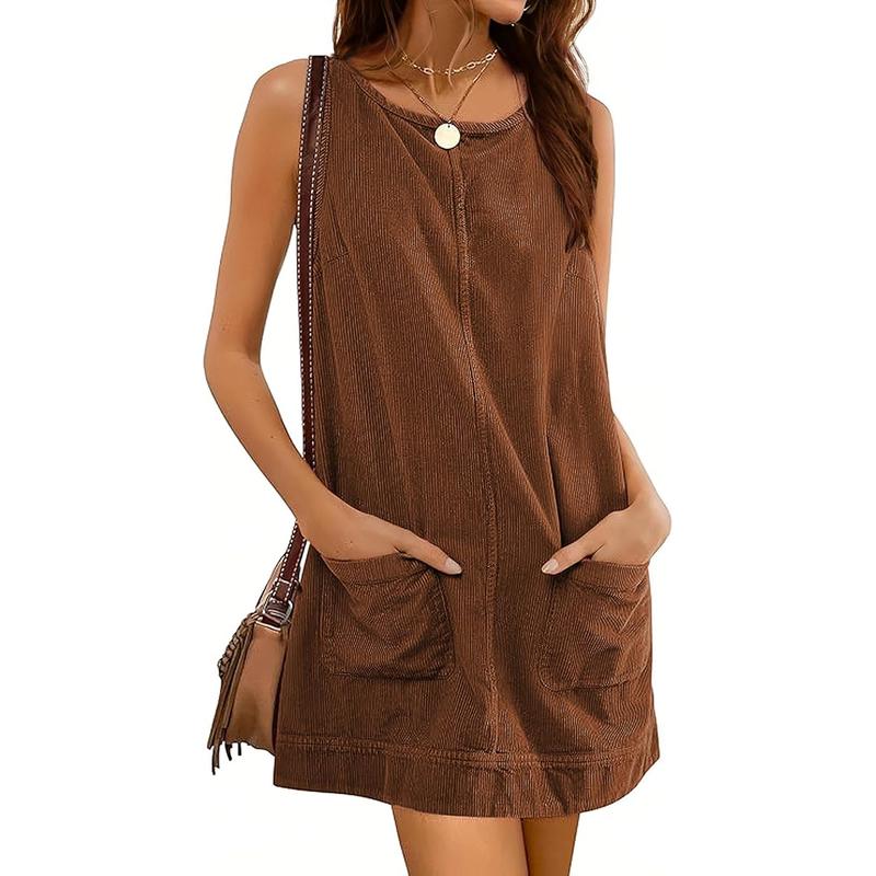 Betty – Corduroy Overall Dress with Round Neck and A-Line Skirt
