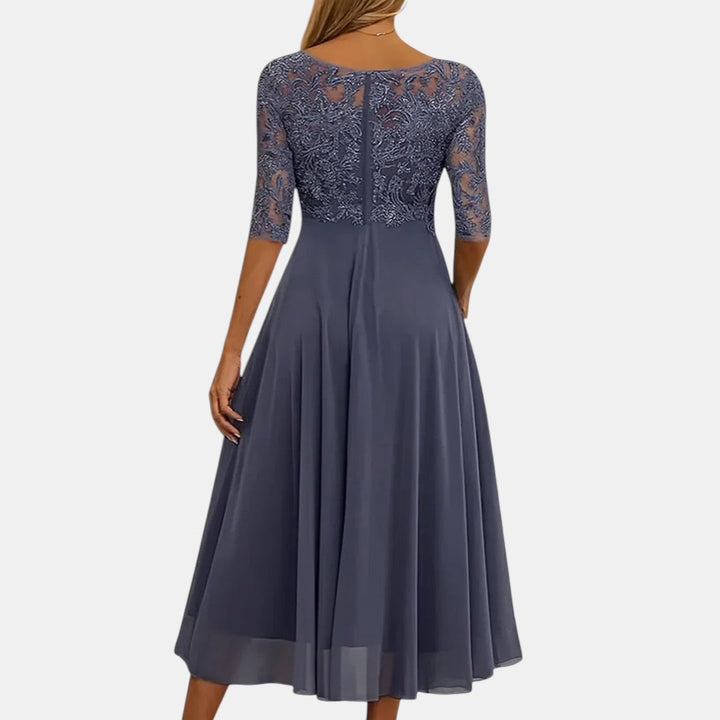 Vivienne – Lace Bodice Chiffon Midi Dress