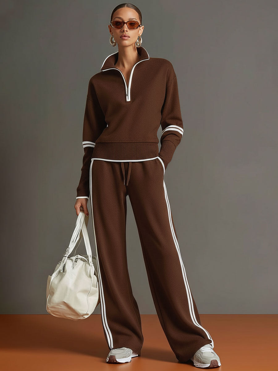 Marietta – Half-Zip Sweatshirt and Wide-Leg Pants Set
