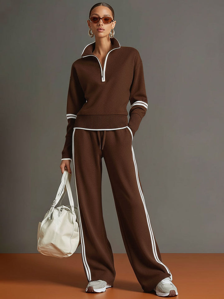 Marietta – Half-Zip Sweatshirt and Wide-Leg Pants Set