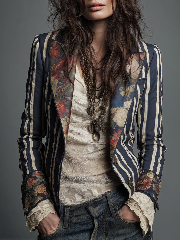 Alice – Long Sleeve Bohemian Striped Blazer