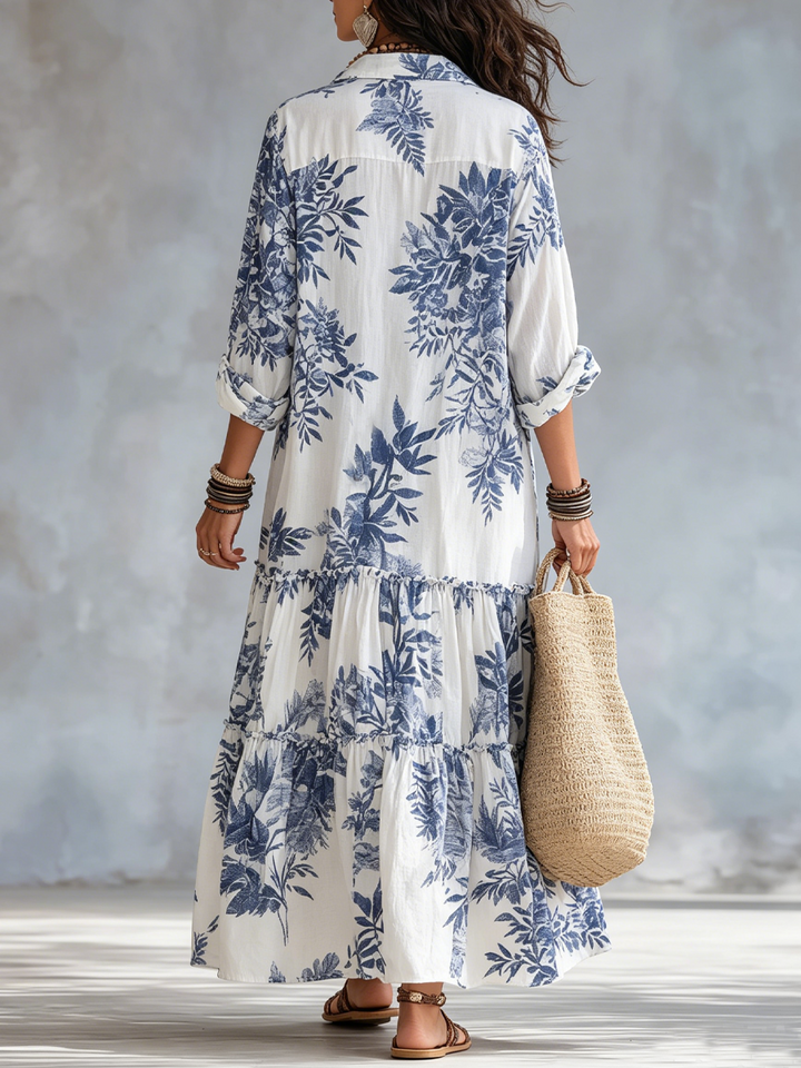Faye – Floral Button-Down Tiered Maxi Dress