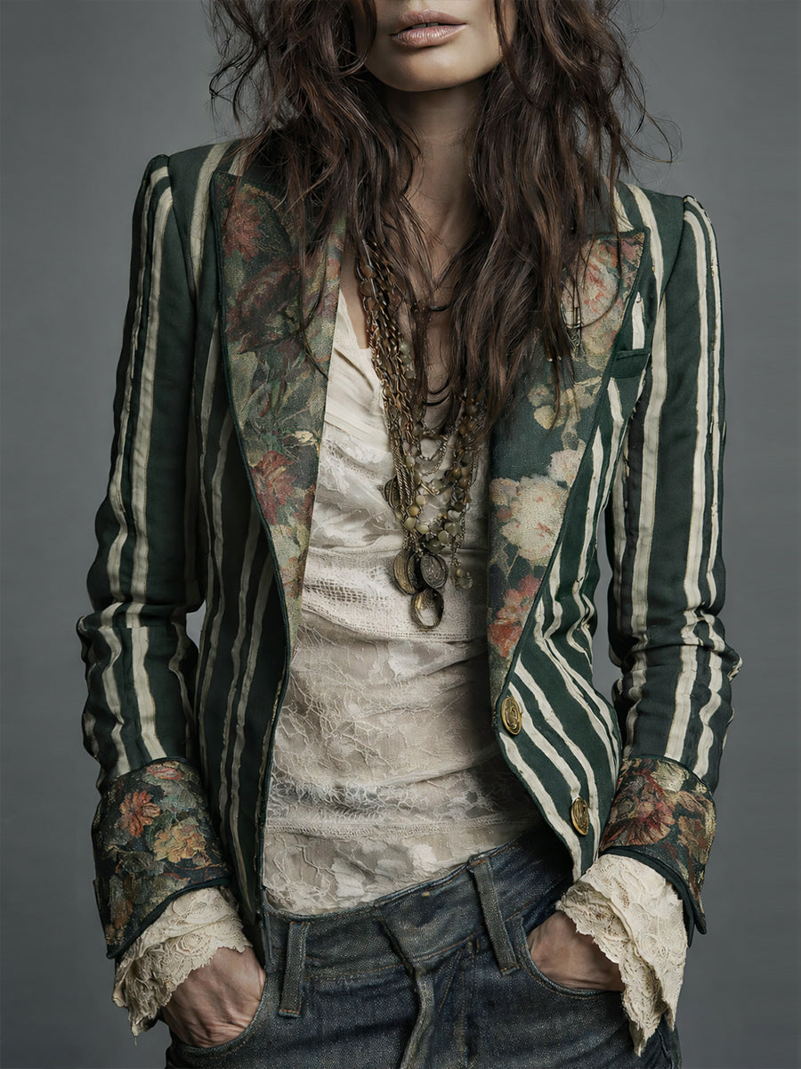 Alice – Long Sleeve Bohemian Striped Blazer