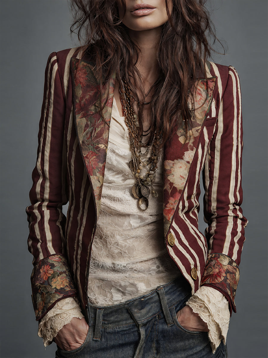 Alice – Long Sleeve Bohemian Striped Blazer