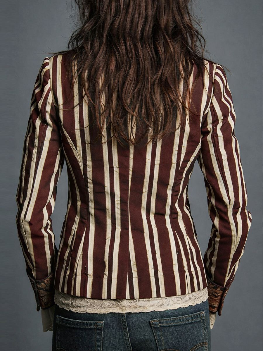 Alice – Long Sleeve Bohemian Striped Blazer