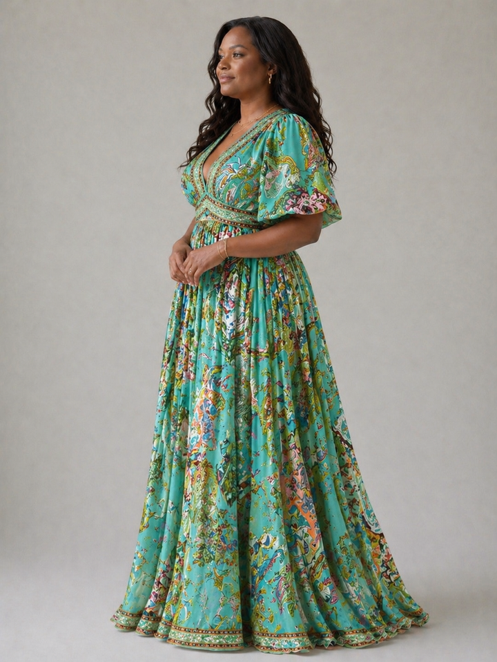 Dorothy – Airy Maxi Dress With Puff Sleeves
