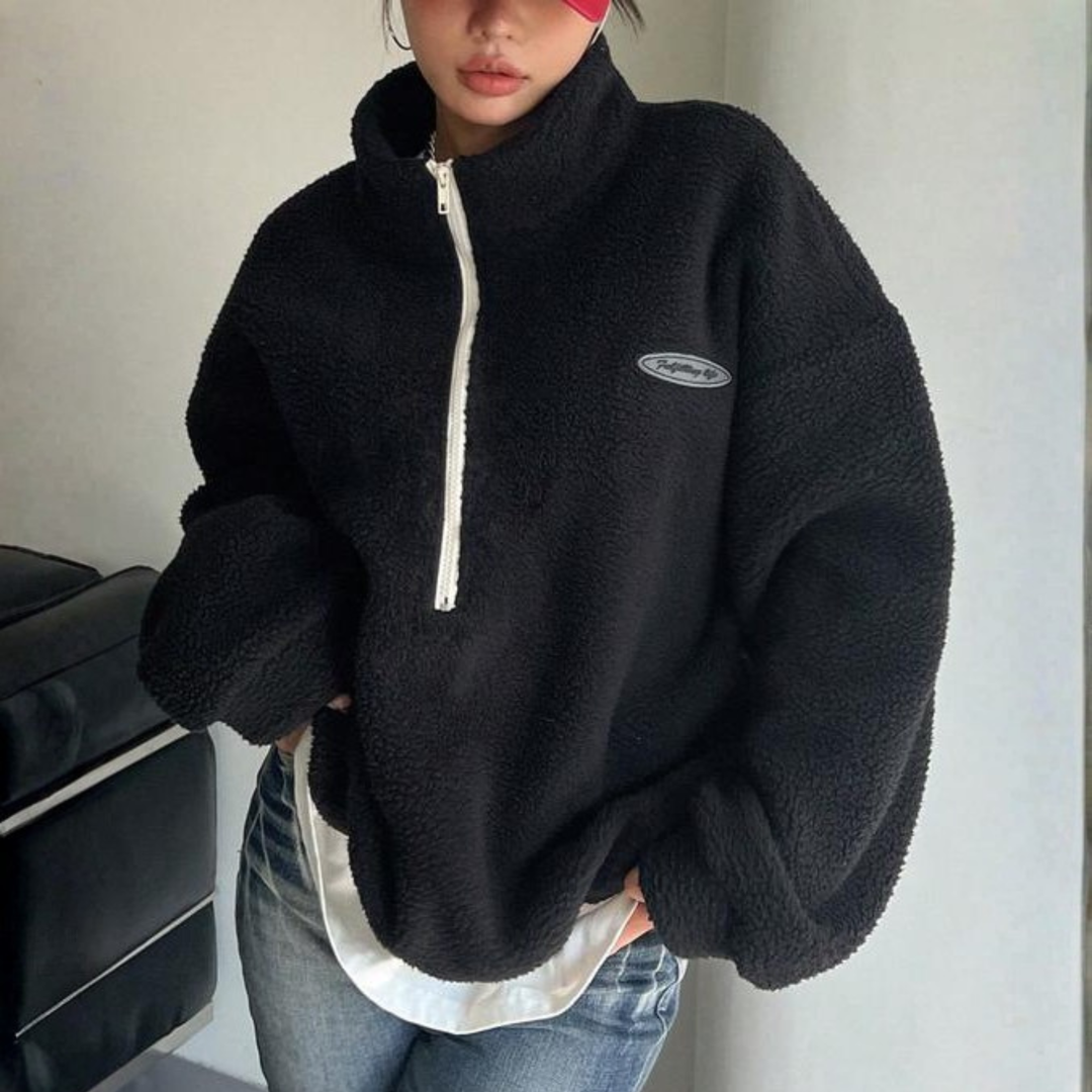 Josie – Comfy Fuzzy Half Zip Long Sleeve Sweatshirt
