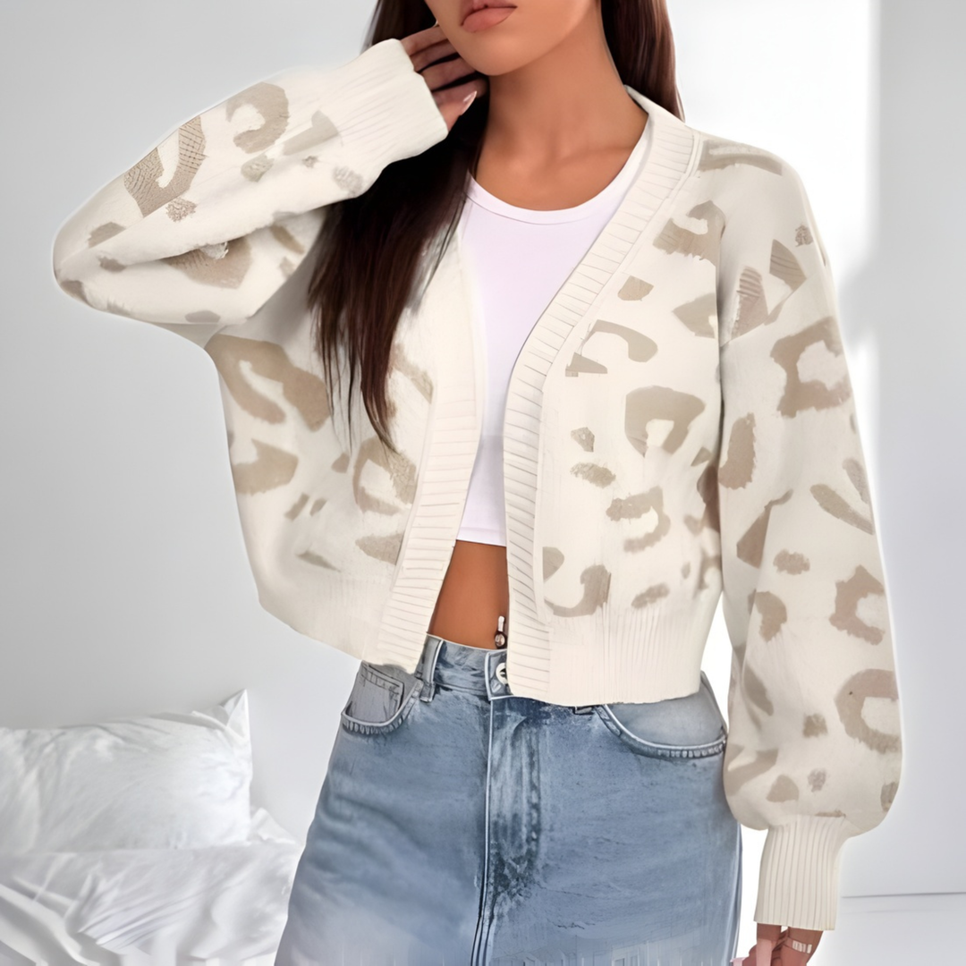 Sheena – Comfy Leopard Print Lantern Sleeve Cardigan