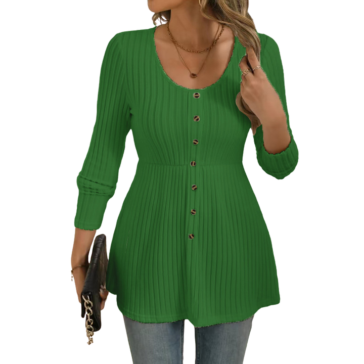 Betty – Elegant Shirred Waist Long Sleeve Dress