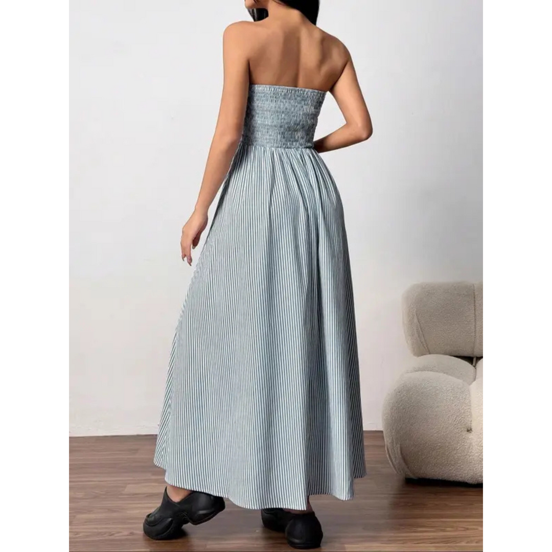 Ethel – Classic Striped Summer Tube Maxi Dress