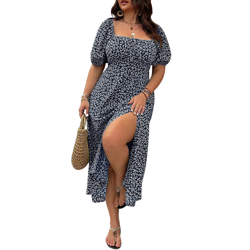 Sonia – Elegant Plus Size Tie Front Floral Dress