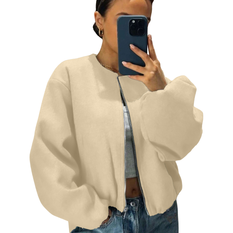 Victoria – Trendy Oversized Collar Detail Cropped Winter Jacket