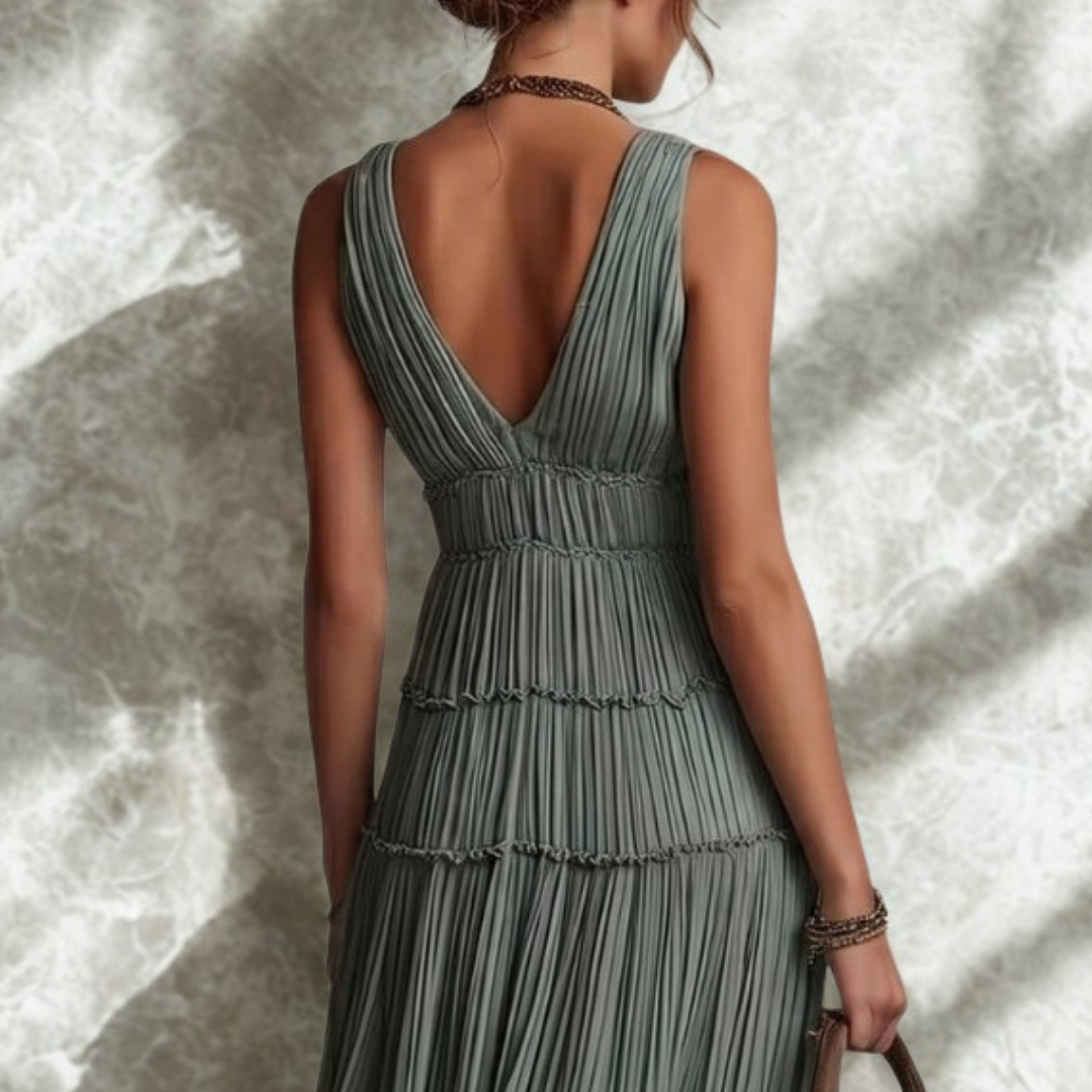Seraphina – Bohemian Pleated Maxi Dress