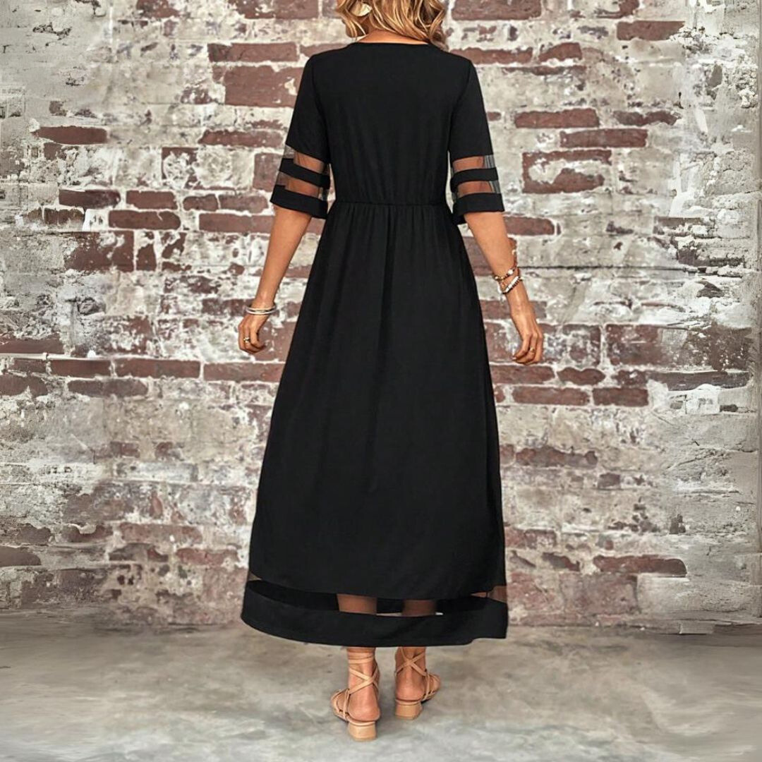 Aubrey – Empire Waist Maxi Dress with Mesh Details