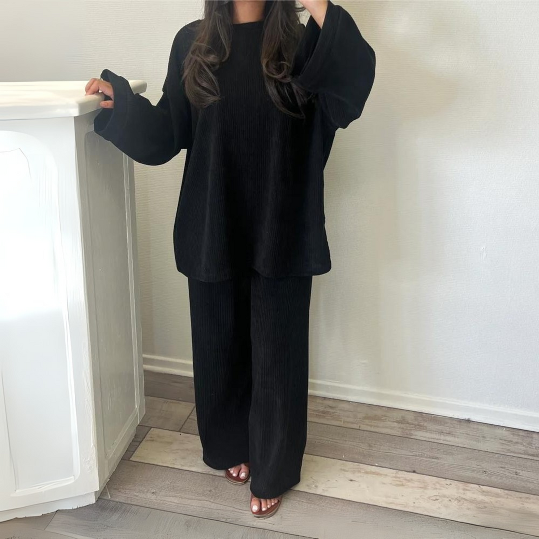 Uni – Casual Loose Top and Wide Leg Pants Set