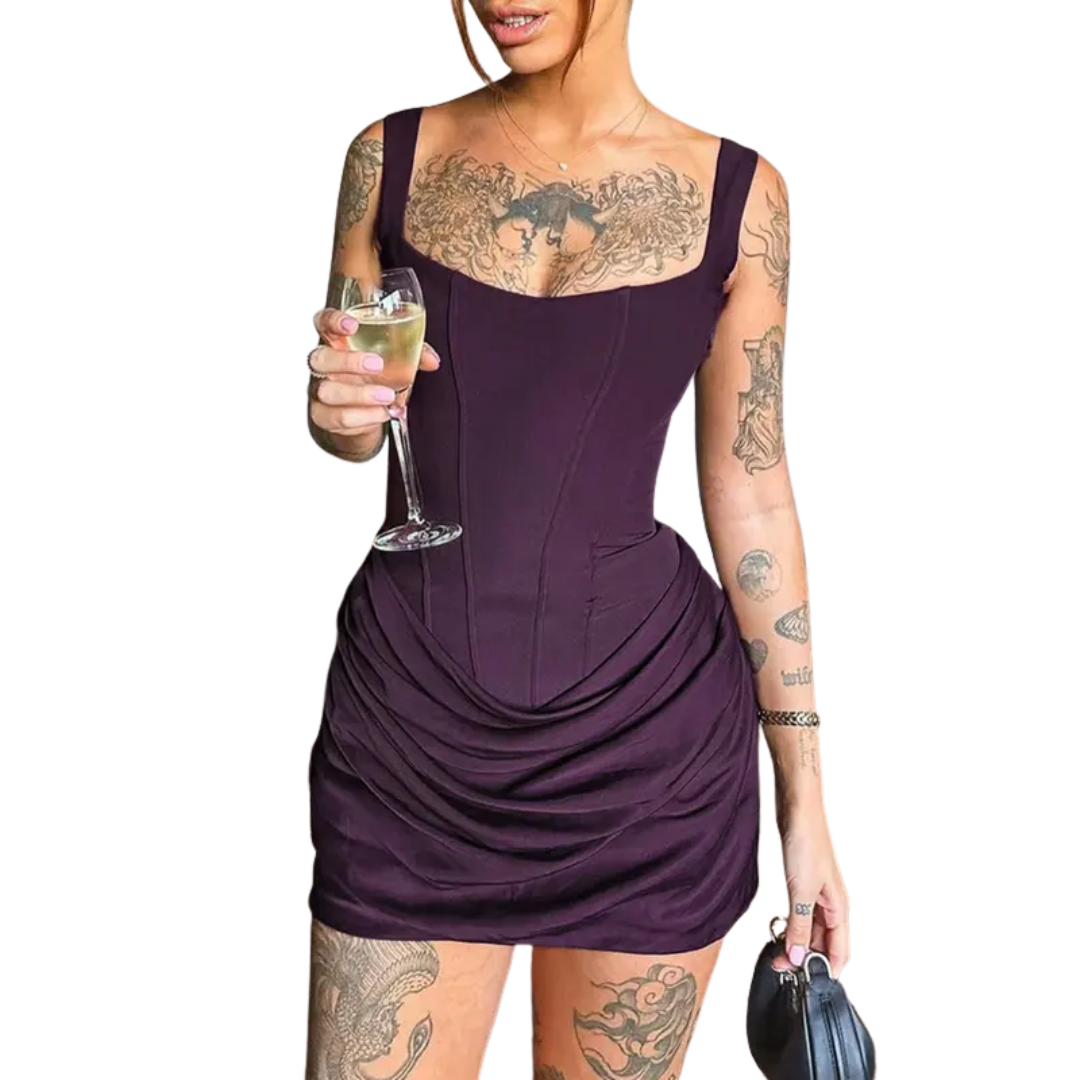 Isobel – Ruched Drawstring Corset Mini Dress