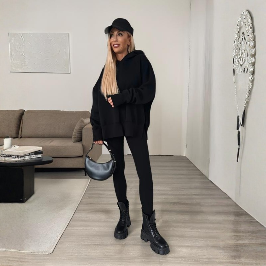 Deirdre – Casual Long Sleeve Hoodie and Skinny Pants Set