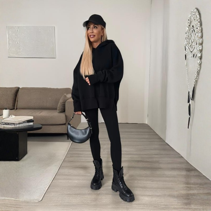 Deirdre – Casual Long Sleeve Hoodie and Skinny Pants Set
