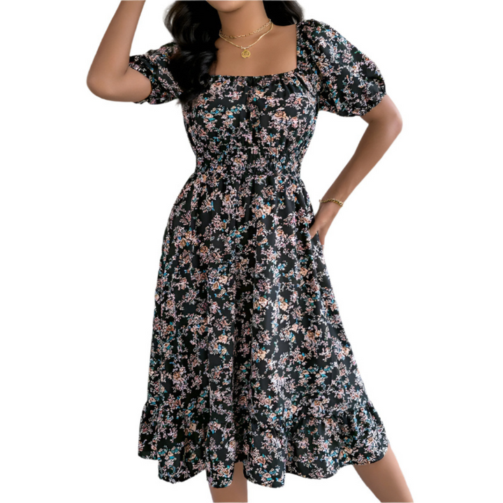 Sally – Classic Square Neck Ruffled Summer Sundress