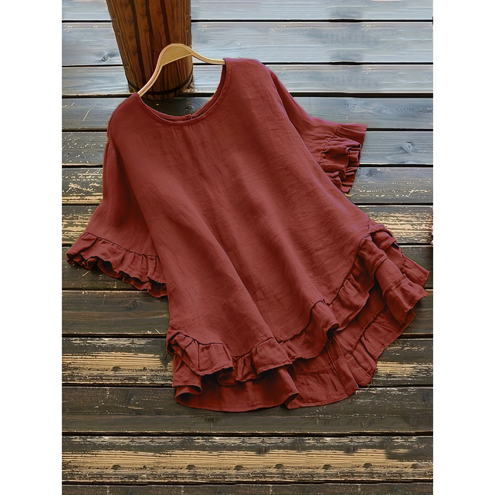 Eileen – Simple Plus Size Ruffle Hem Summer Blouse