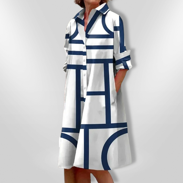 Angela – Elegant Geometric Midi Dress