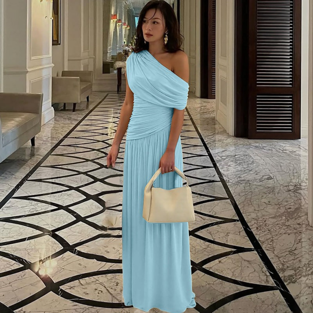 Sally – Elegant One Shoulder Evening Maxi Dress
