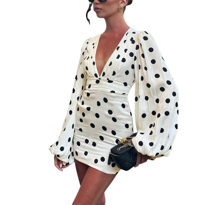 Betty – Elegant Shirred Waist Long Sleeve Dress