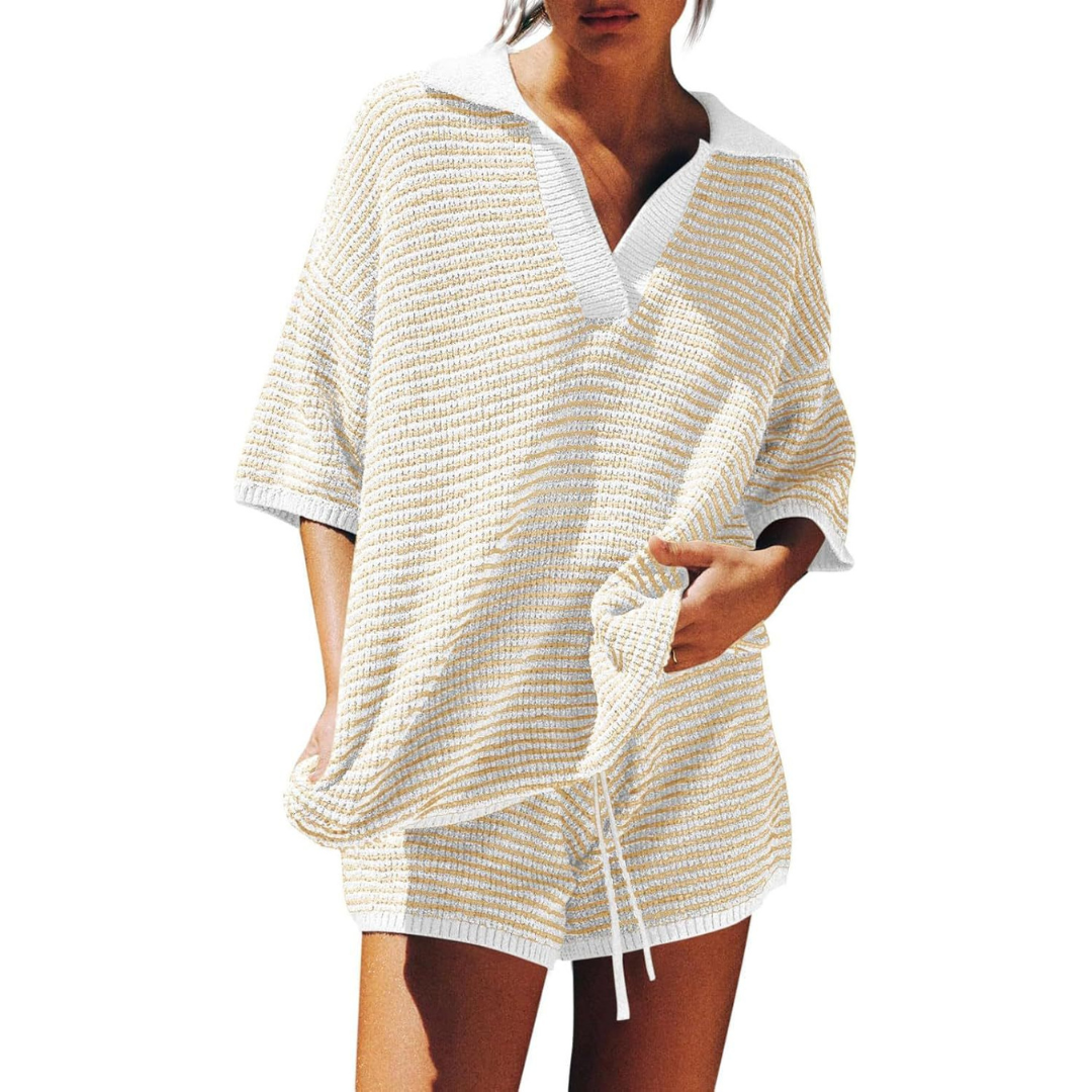 Anthea – Casual Striped Knit Summer Two-Piece Set