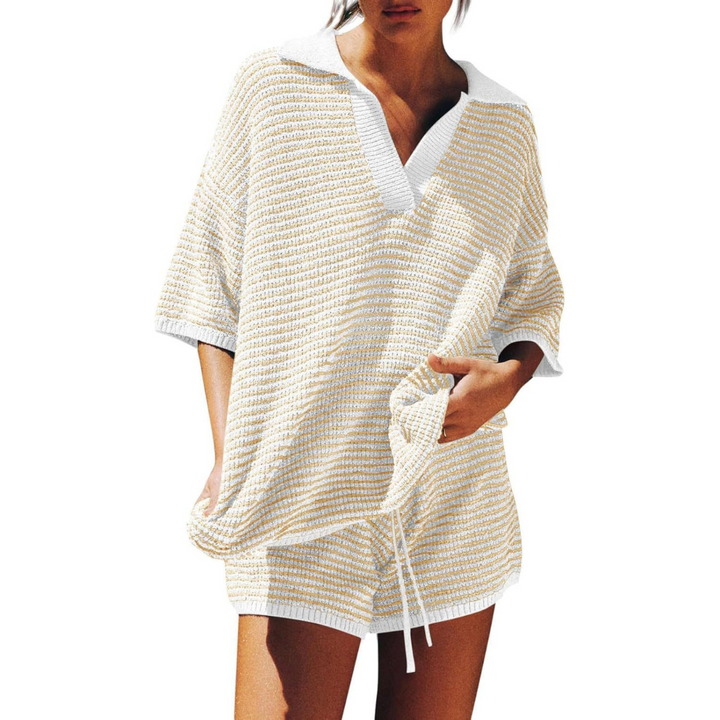 Anthea – Casual Striped Knit Summer Two-Piece Set