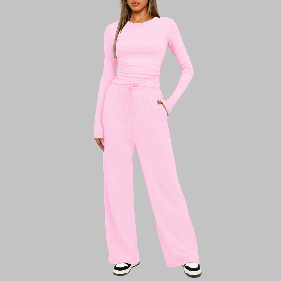 Sonia – Casual Long Sleeve Top and Wide Leg Pants Set