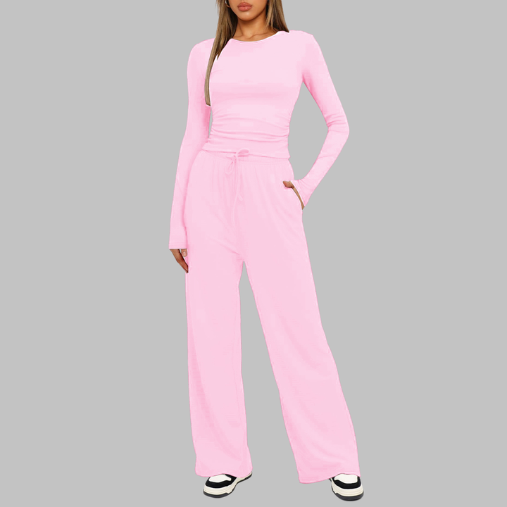 Sonia – Casual Long Sleeve Top and Wide Leg Pants Set