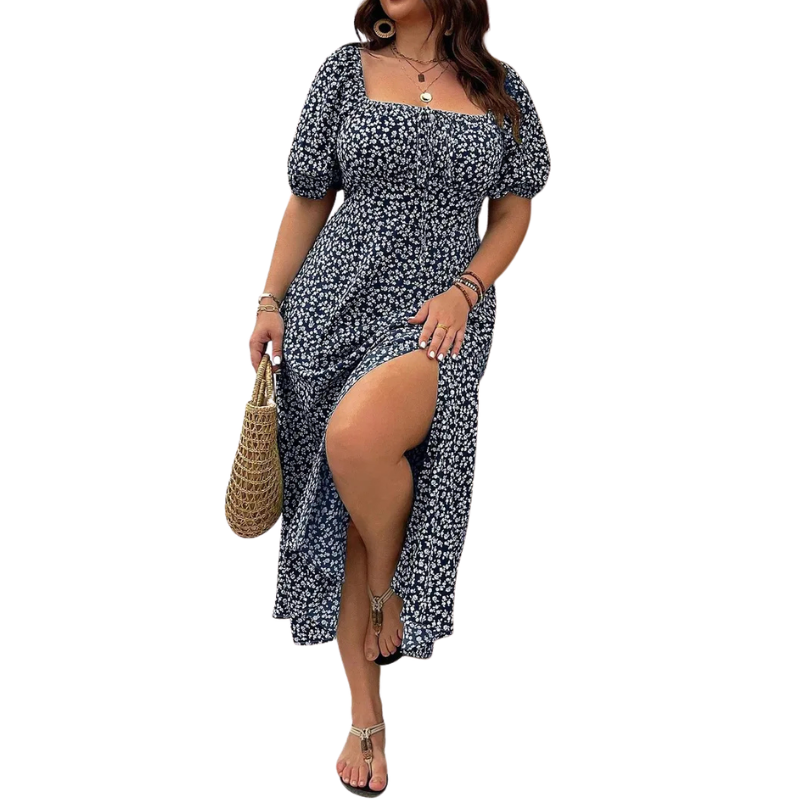 Sandra – Trendy Plus Size Floral Print Dress
