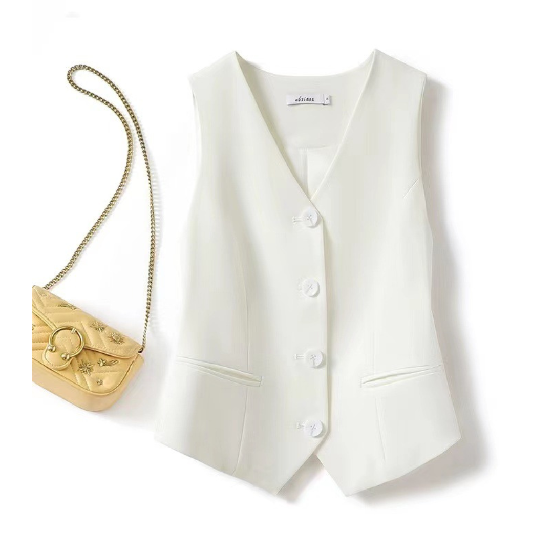 Teresa – Classy Sleeveless Button-Front Suit Vest