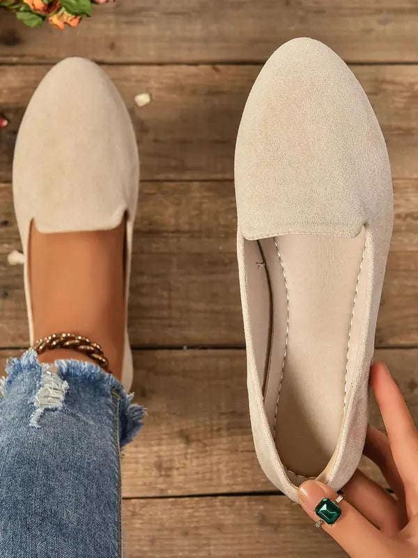 Ethel – Solid Colour Soft Sole Pointed Toe Slip-On Flats