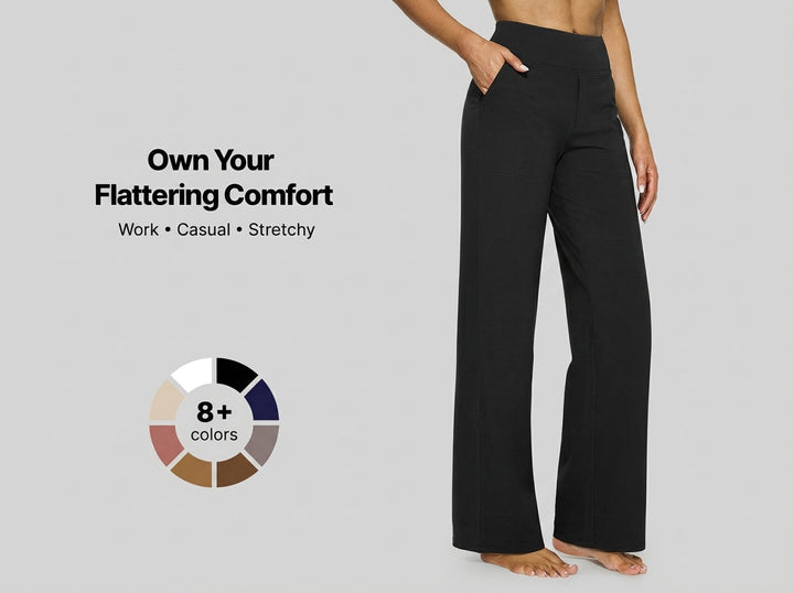Sally – Comfortable High Waist Wide Leg Trousers