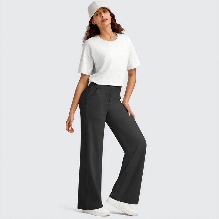 Sally – Comfortable High Waist Wide Leg Trousers