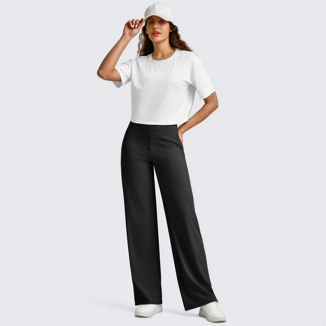 Sally – Comfortable High Waist Wide Leg Trousers