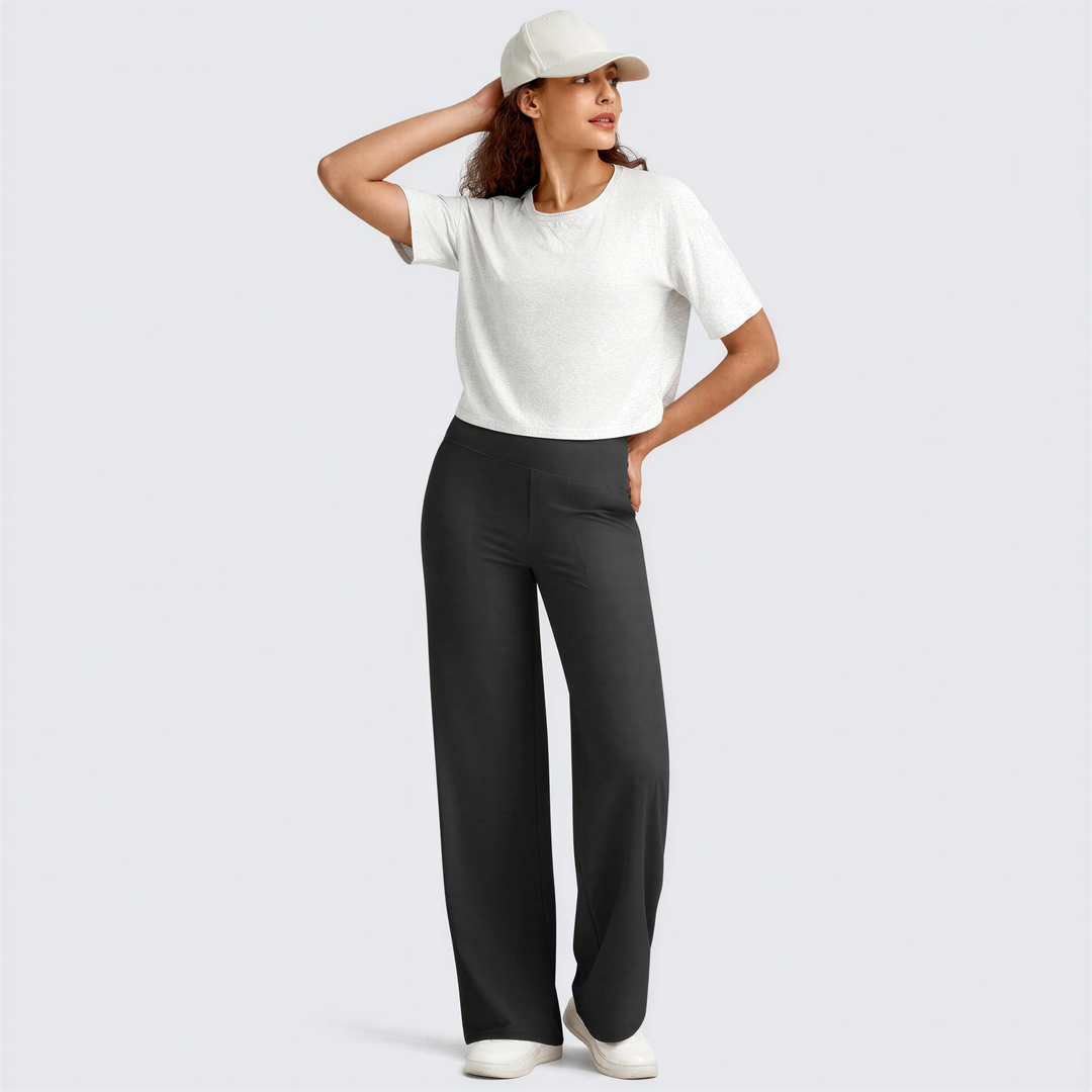 Sally – Comfortable High Waist Wide Leg Trousers