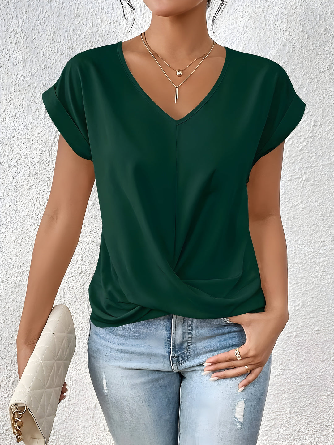 Brenda – Classic Twist Detail V-Neck Top