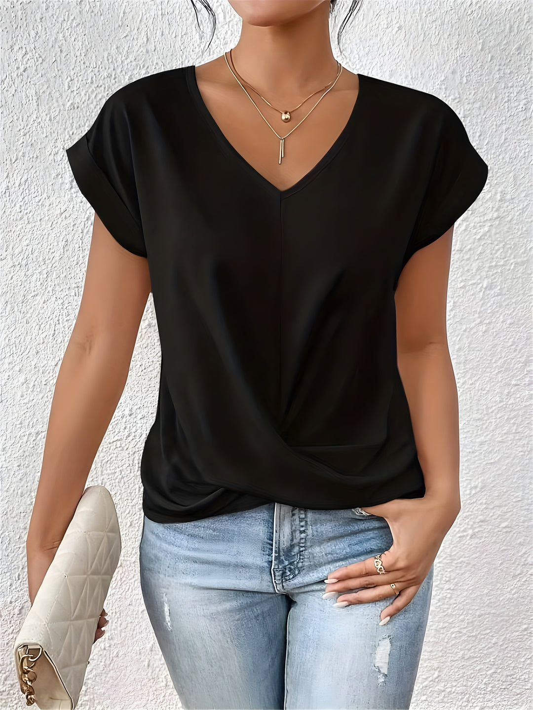Brenda – Classic Twist Detail V-Neck Top