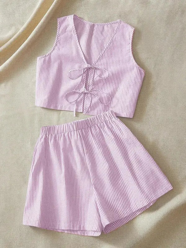 Eileen – Chic Summer Sleeveless Vest and High-Waist Shorts Set