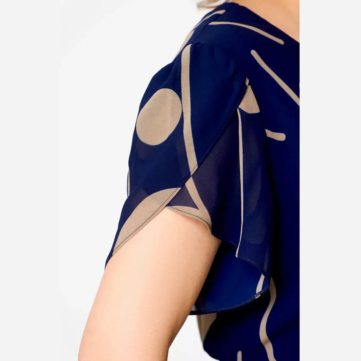 Vivienne – Printed Chiffon Belted Midi Dress